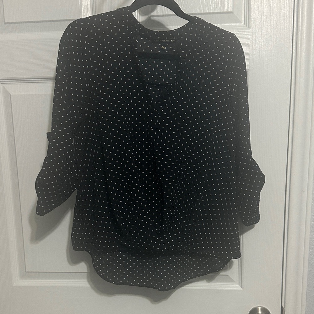 Always Indigo Black Polka Dot Women's size Large Top